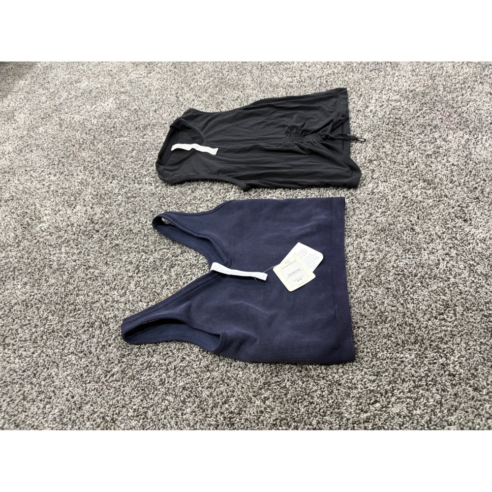 Lululemon Black Ruched Top Size 8 & Fabletics Blue Tank Top NWT Size Large - Picture 3 of 8